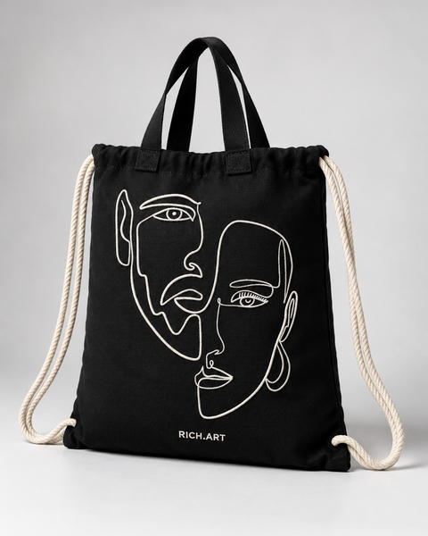 Double Visage - Bestickter Tote-Bag