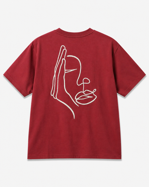 Visage Caché – T-shirt Brodé One Line Art