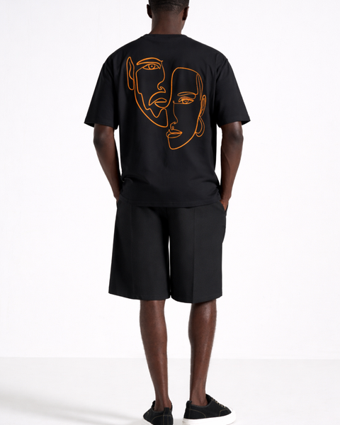 Double Visage – T-shirt Brodé One Line Art