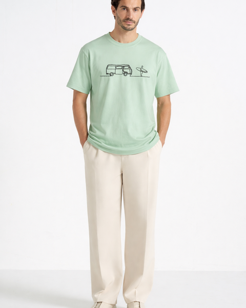 Surf – T-shirt Brodé One Line Art