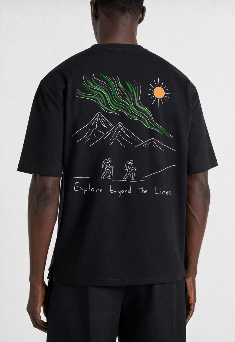 Islande – T-shirt Brodé One Line Art