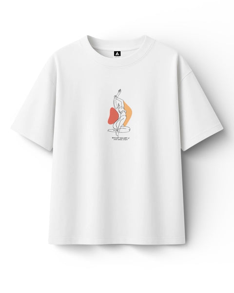 🟡 PRÉCOMMANDE: T-shirt Minimaliste Brodé 100% Coton – Design Femme Assise (F)