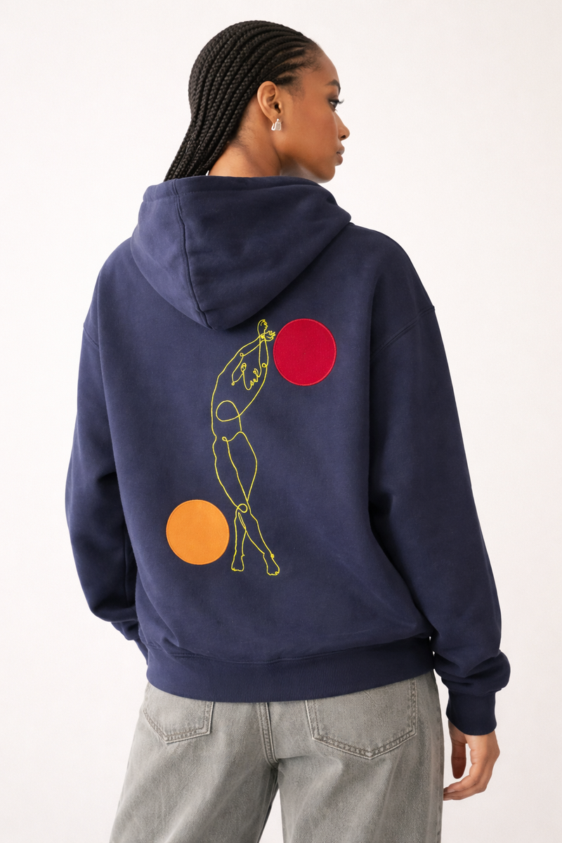 Hoodie 460g 100% Coton – Broderie Minimaliste - Design Danse des Formes (F) Rich.Art