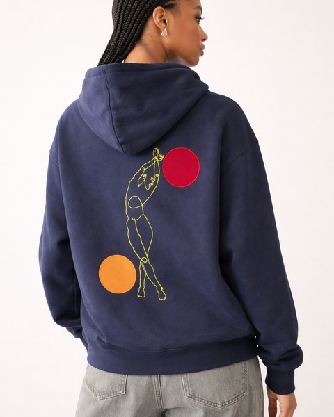 🟡 PRÉCOMMANDE: Hoodie 460g 100% Coton – Broderie Minimaliste - Design Danse des Formes (F)
