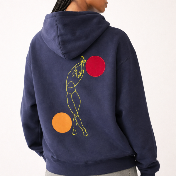 🟡 PRÉCOMMANDE: Hoodie 460g 100% Coton – Broderie Minimaliste - Design Danse des Formes (F)
