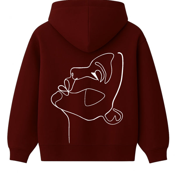 🟡 PRÉCOMMANDE: Hoodie 460g 100% Coton – Broderie Minimaliste - Design One Line Draw (F)