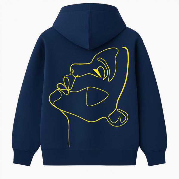 🟡 PRÉCOMMANDE: Hoodie 460g 100% Coton – Broderie Minimaliste - Design One Line Draw (F)