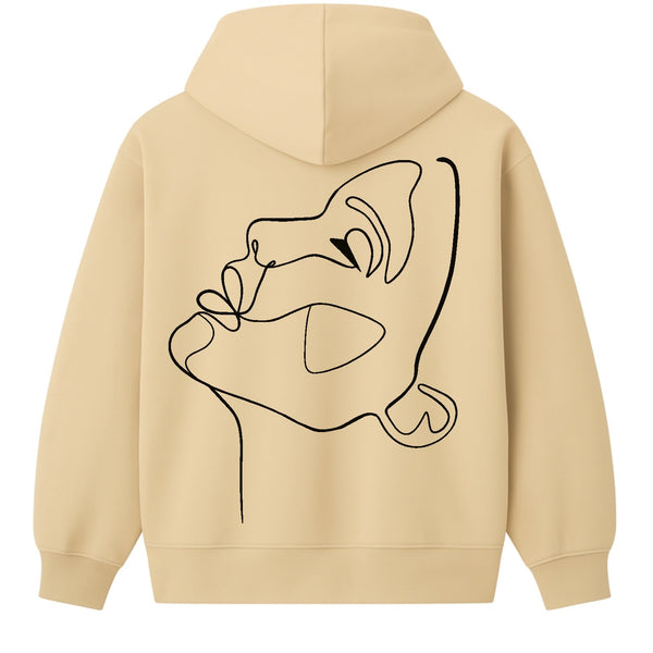 🟡 PRÉCOMMANDE: Hoodie 460g 100% Coton – Broderie Minimaliste - Design One Line Draw (F)