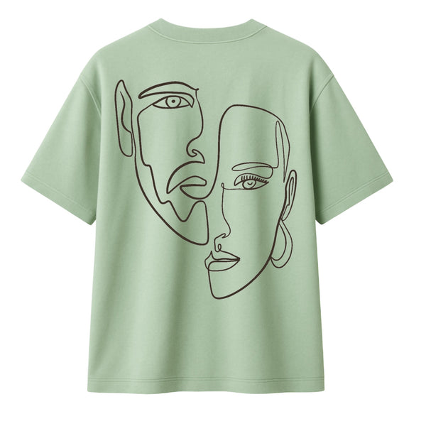 T-shirt Minimaliste Brodé 100% Coton – Design Double Visage