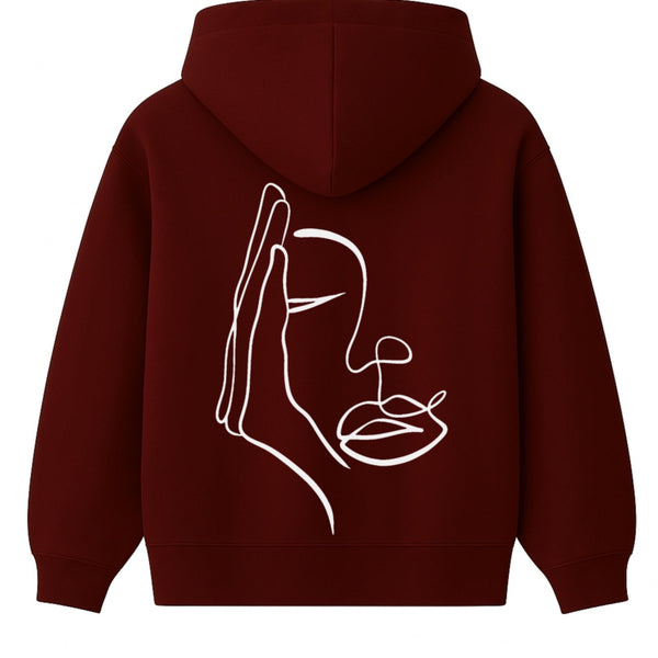 🟡 PRÉCOMMANDE: Hoodie 460g 100% Coton – Broderie Minimaliste - Design Visage Caché (F)