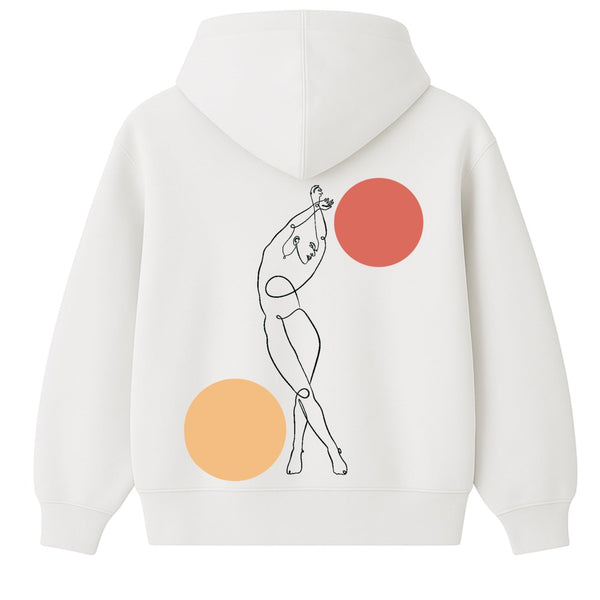 🟡 PRÉCOMMANDE: Hoodie 460g 100% Coton – Broderie Minimaliste - Design Danse des Formes (F)