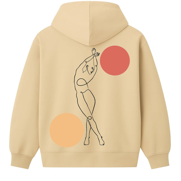 🟡 PRÉCOMMANDE: Hoodie 460g 100% Coton – Broderie Minimaliste - Design Danse des Formes (F)