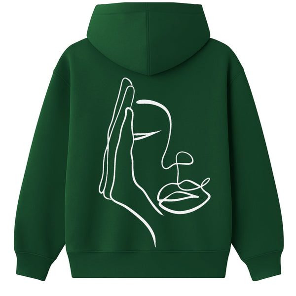 🟡 PRÉCOMMANDE: Hoodie 460g 100% Coton – Broderie Minimaliste - Design Visage Caché (F)
