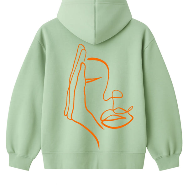 🟡 PRÉCOMMANDE: Hoodie 460g 100% Coton – Broderie Minimaliste - Design Visage Caché (F)