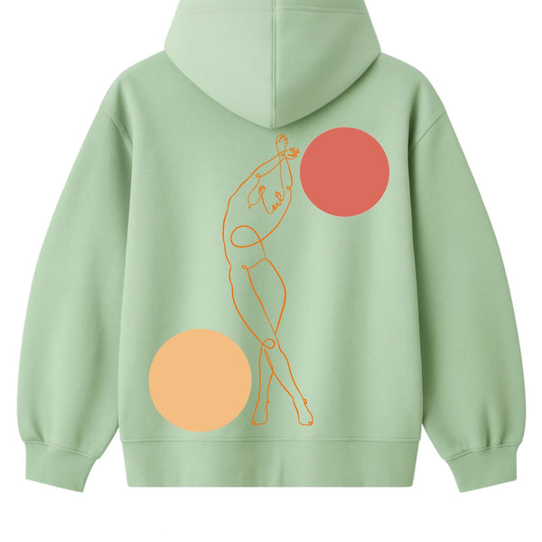 🟡 PRÉCOMMANDE: Hoodie 460g 100% Coton – Broderie Minimaliste - Design Danse des Formes (F)