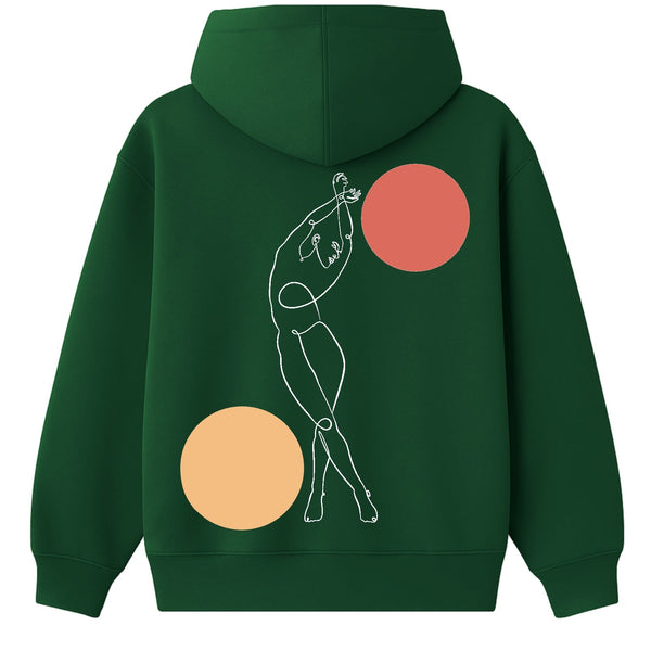 🟡 PRÉCOMMANDE: Hoodie 460g 100% Coton – Broderie Minimaliste - Design Danse des Formes (F)