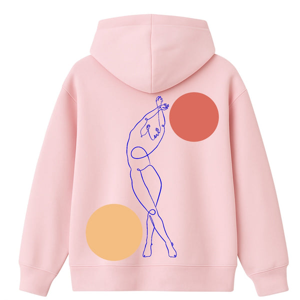 🟡 PRÉCOMMANDE: Hoodie 460g 100% Coton – Broderie Minimaliste - Design Danse des Formes (F)