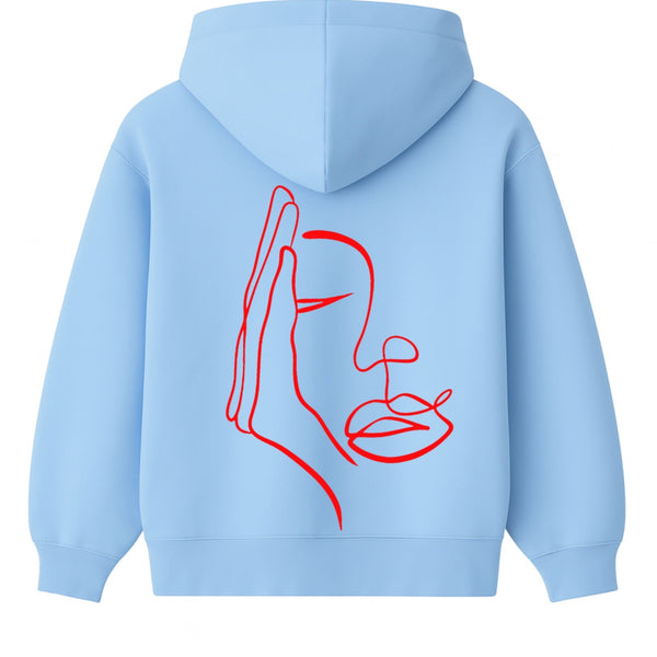 🟡 PRÉCOMMANDE: Hoodie 460g 100% Coton – Broderie Minimaliste - Design Visage Caché (F)
