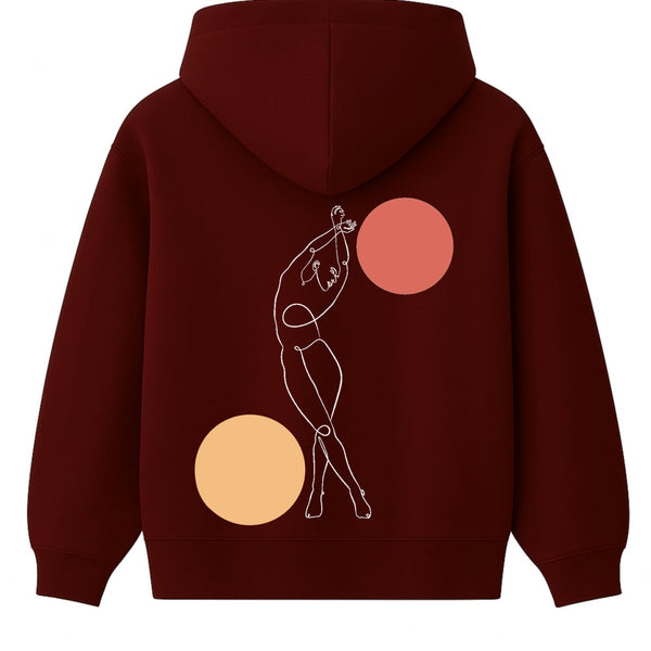 🟡 PRÉCOMMANDE: Hoodie 460g 100% Coton – Broderie Minimaliste - Design Danse des Formes (F)