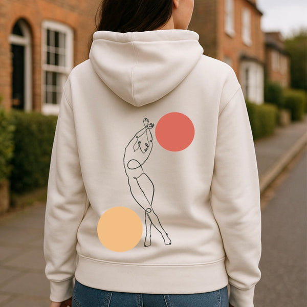 🟡 PRÉCOMMANDE: Hoodie 460g 100% Coton – Broderie Minimaliste - Design Danse des Formes (F)