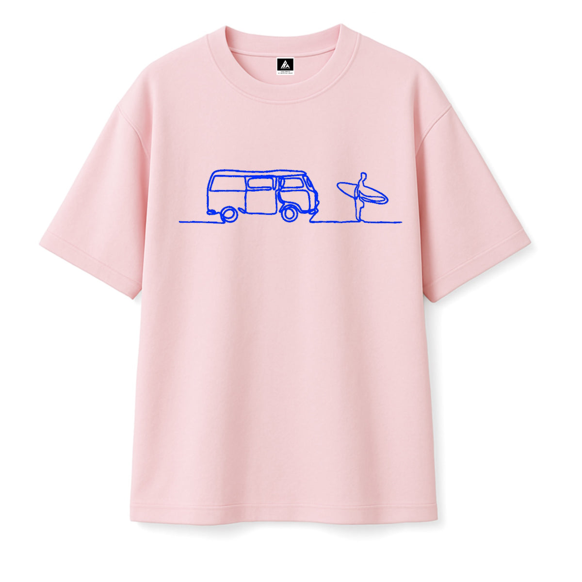 T-shirt Minimaliste Brodé 100% Coton – Design Surf (F)