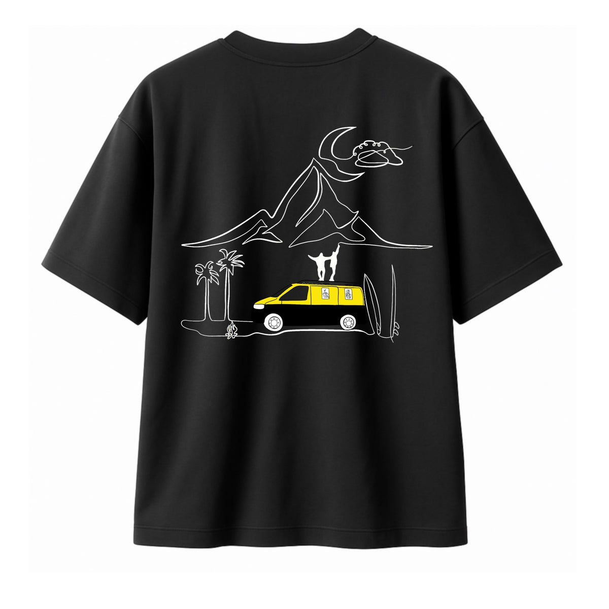 T-shirt Minimaliste Brodé 100% Coton – Design Vanlife (F)