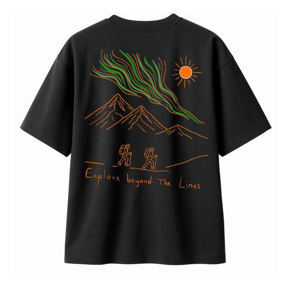 T-shirt Minimaliste Brodé 100% Coton – Design Randonnée