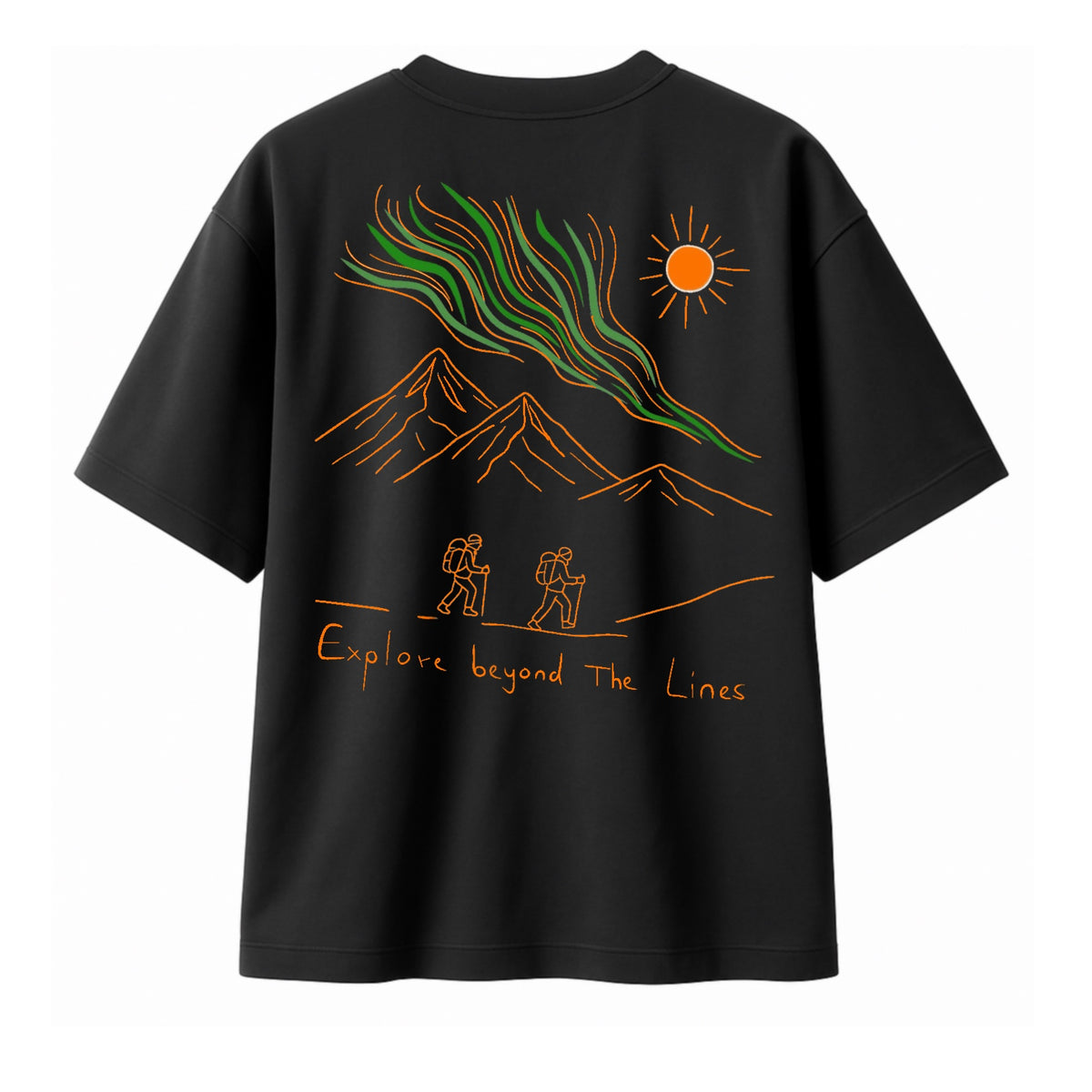 T-shirt Minimaliste Brodé 100% Coton – Design Randonnée (F)