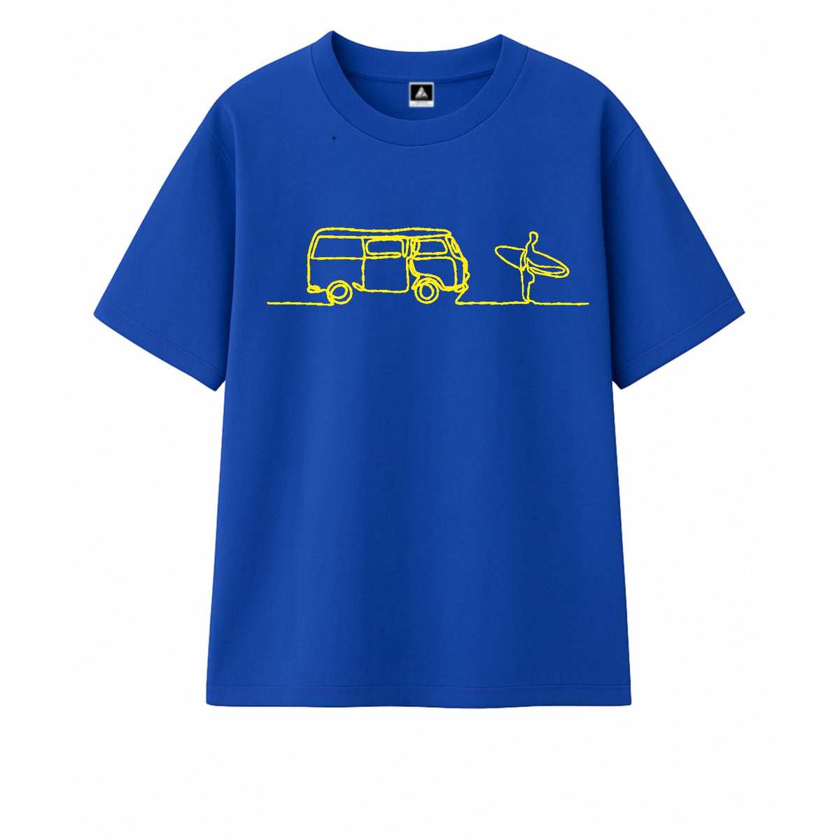 T-shirt Minimaliste Brodé 100% Coton – Design Surf (F)