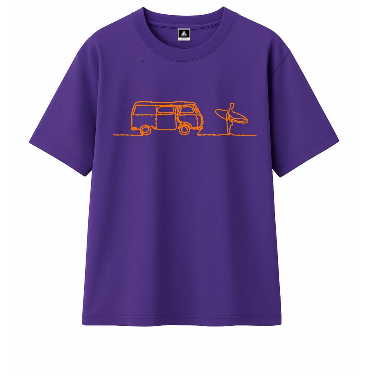 T-shirt Minimaliste Brodé 100% Coton – Design Surf (F)