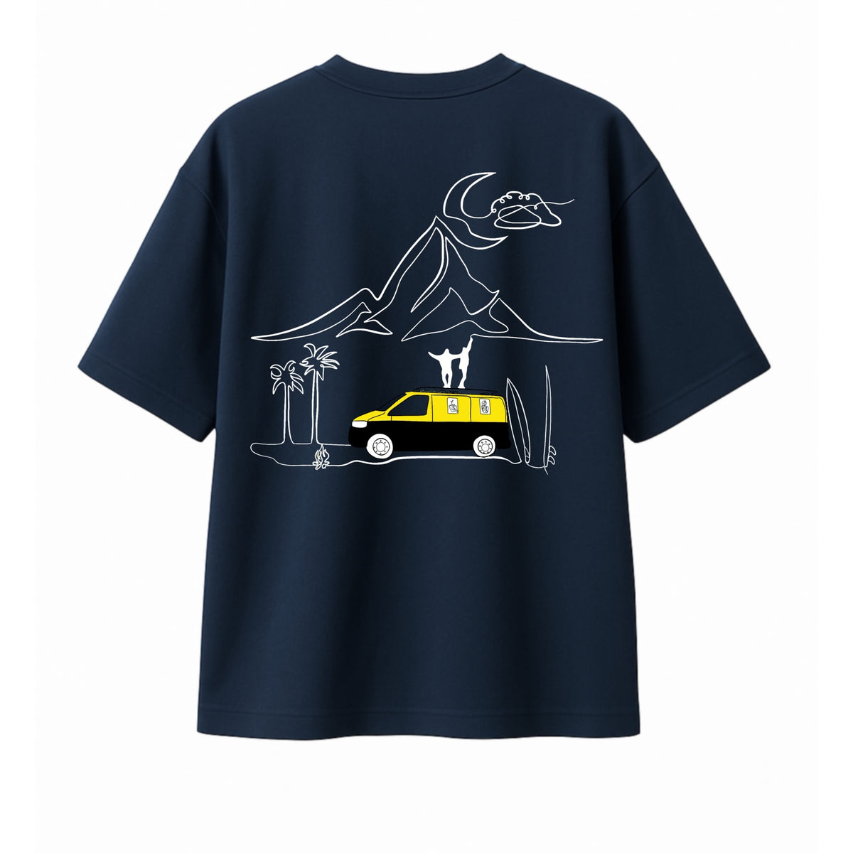 T-shirt Minimaliste Brodé 100% Coton – Design Vanlife (F)