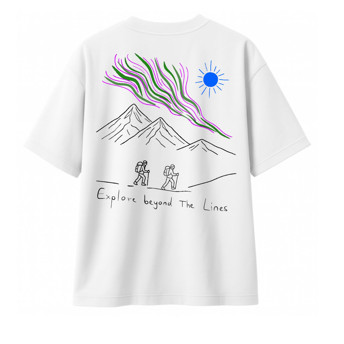 T-shirt Minimaliste Brodé 100% Coton – Design Randonnée (F)