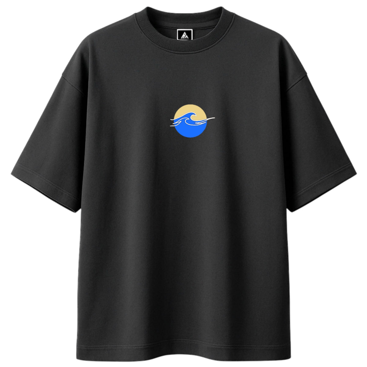 T-shirt Minimaliste Brodé 100% Coton – Design Vague (F)