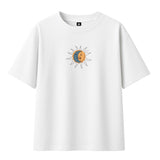 T-shirt Minimaliste Brodé 100% Coton – Design Soleil/Lune Ma boutique