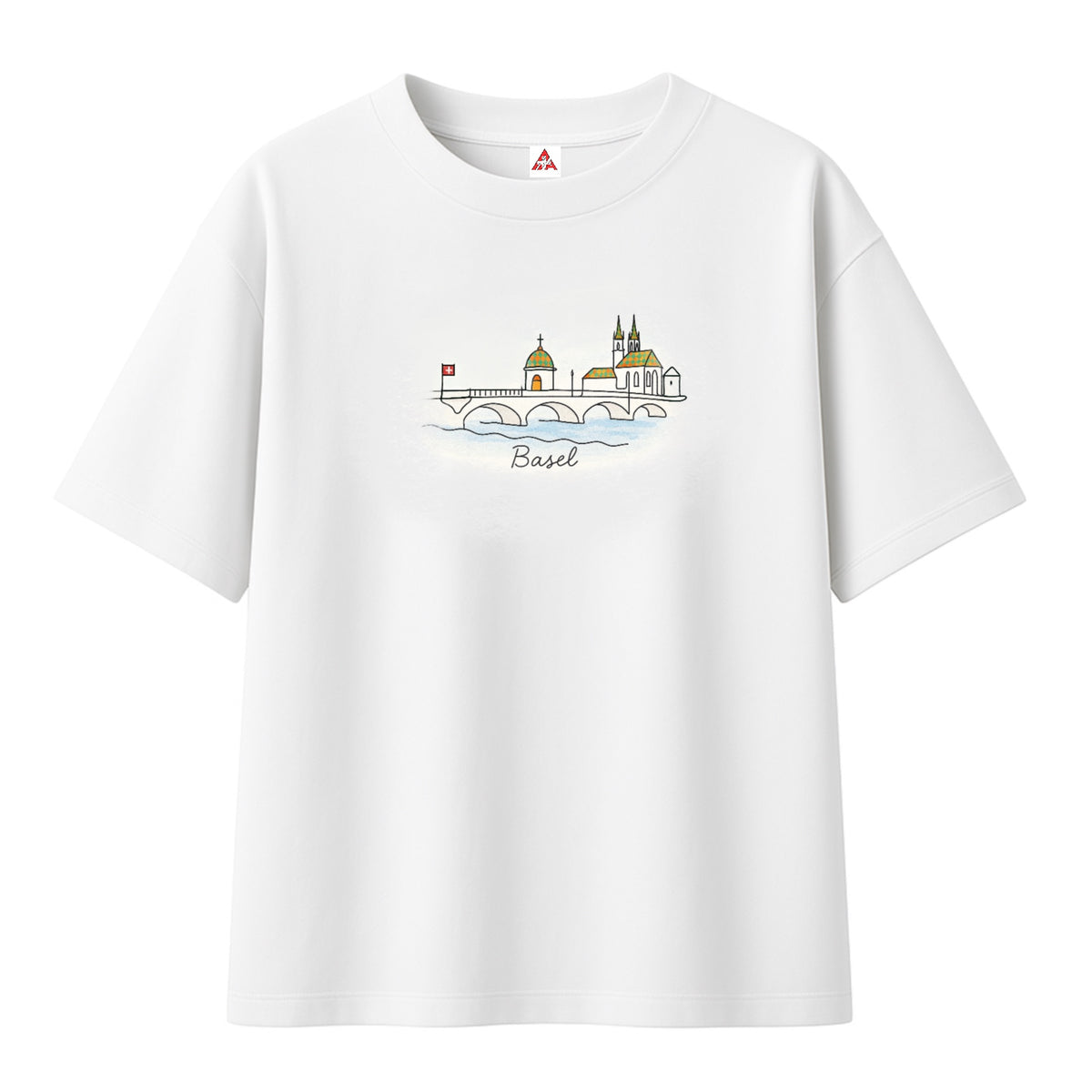 T-shirt Minimaliste Brodé 100% Coton – Design Basel