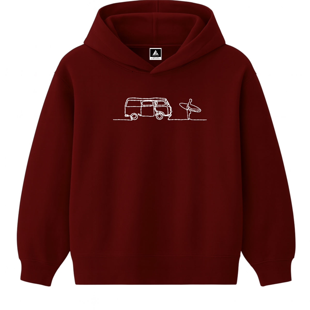 Hoodie 460g 100% Coton – Broderie Minimaliste - Design Surf (F)