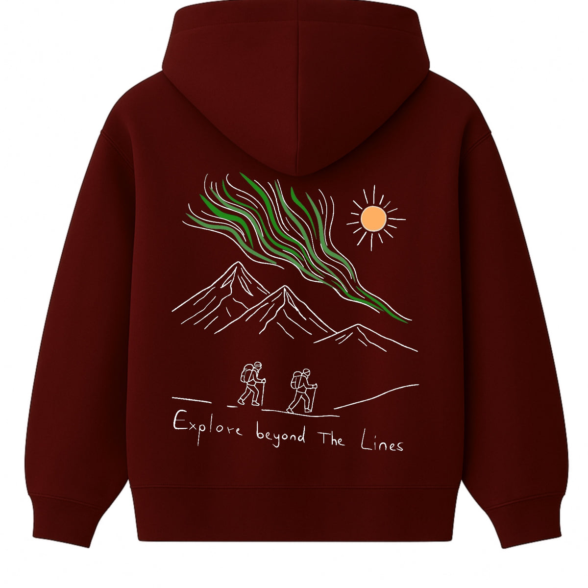 Hoodie 460g 100% Coton – Broderie Minimaliste - Design Randonnée (F)