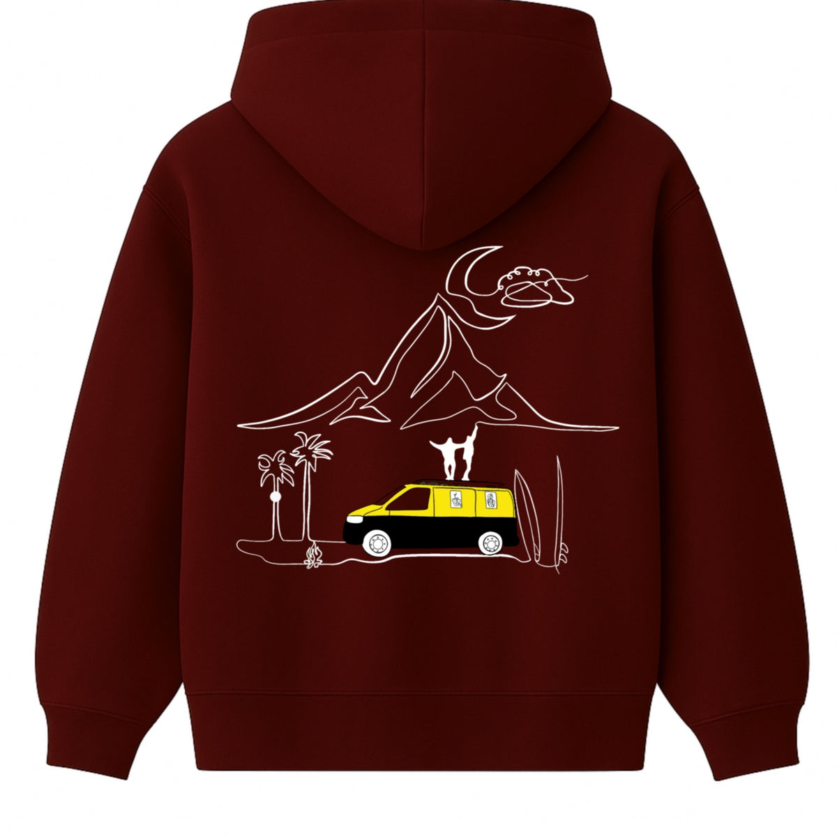 Hoodie 460g 100% Coton – Broderie Minimaliste - Design Vanlife (F)