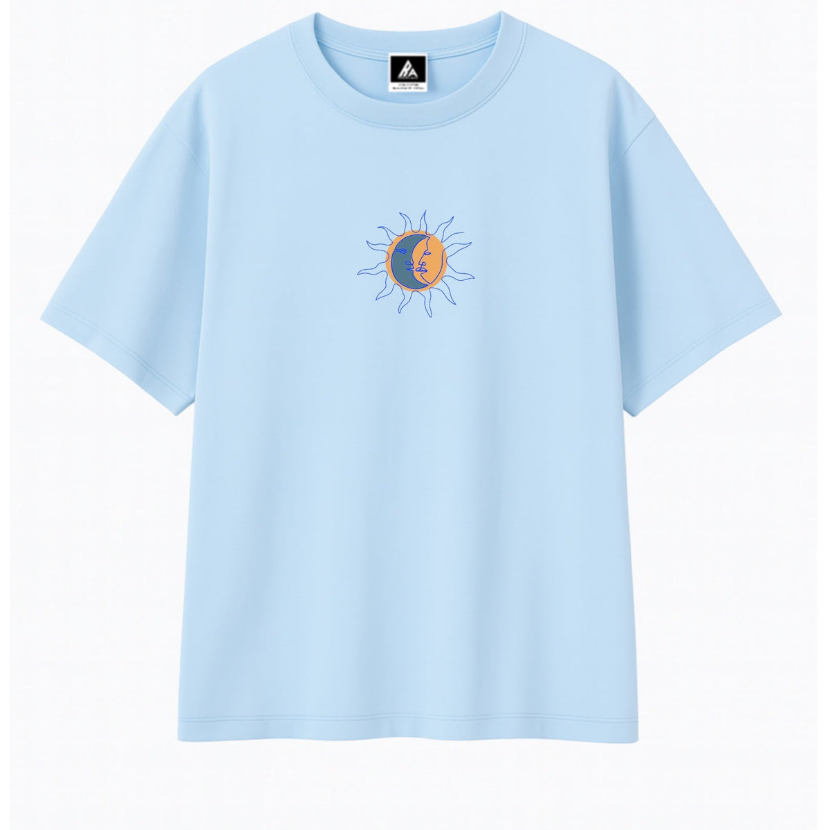 T-shirt Minimaliste Brodé 100% Coton – Design Soleil/Lune Ma boutique