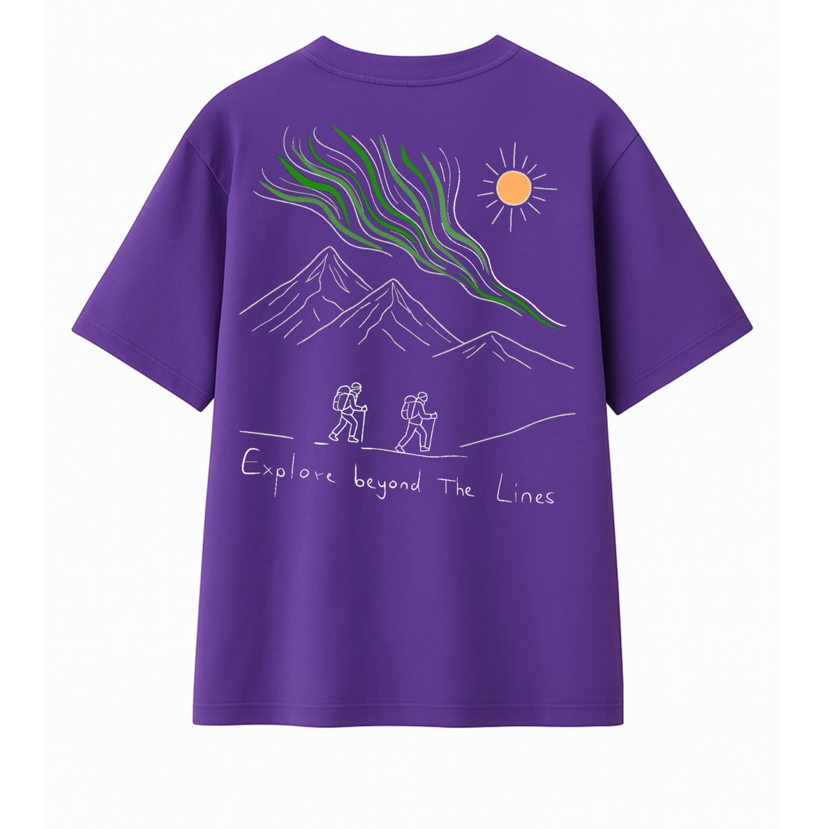 T-shirt Minimaliste Brodé 100% Coton – Design Randonnée (F)