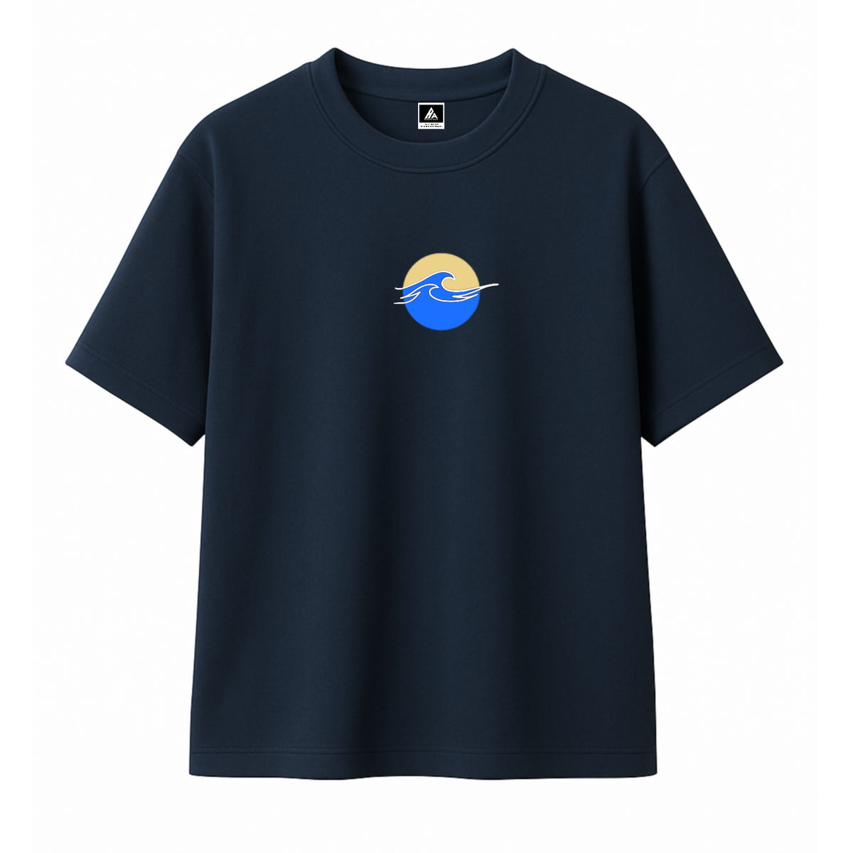 T-shirt Minimaliste Brodé 100% Coton – Design Vague (F)