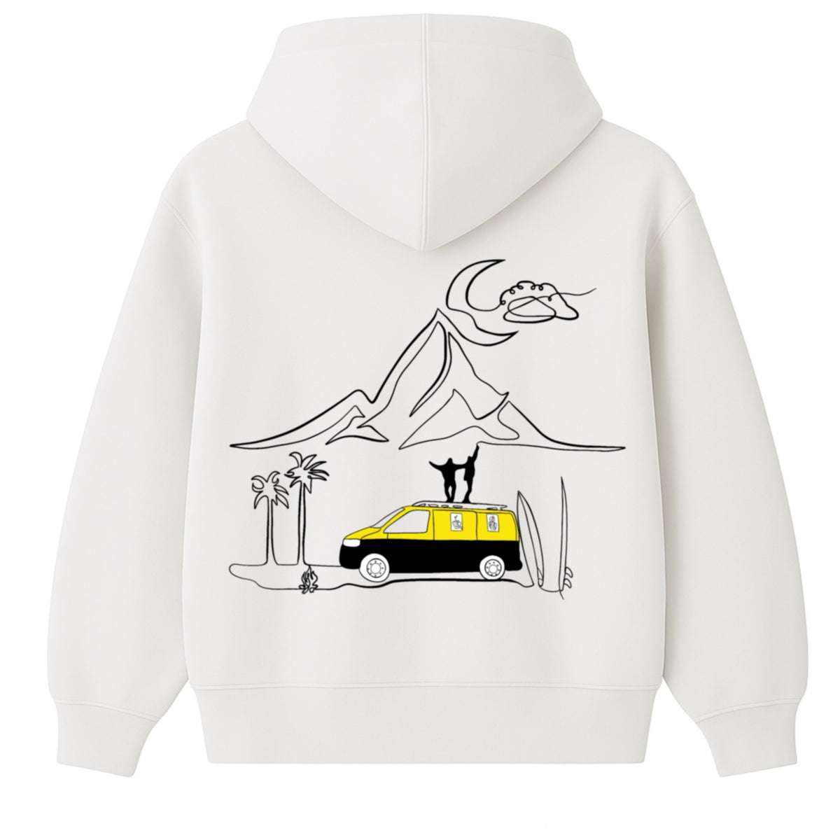 Hoodie 460g 100% Coton – Broderie Minimaliste - Design Vanlife (F)