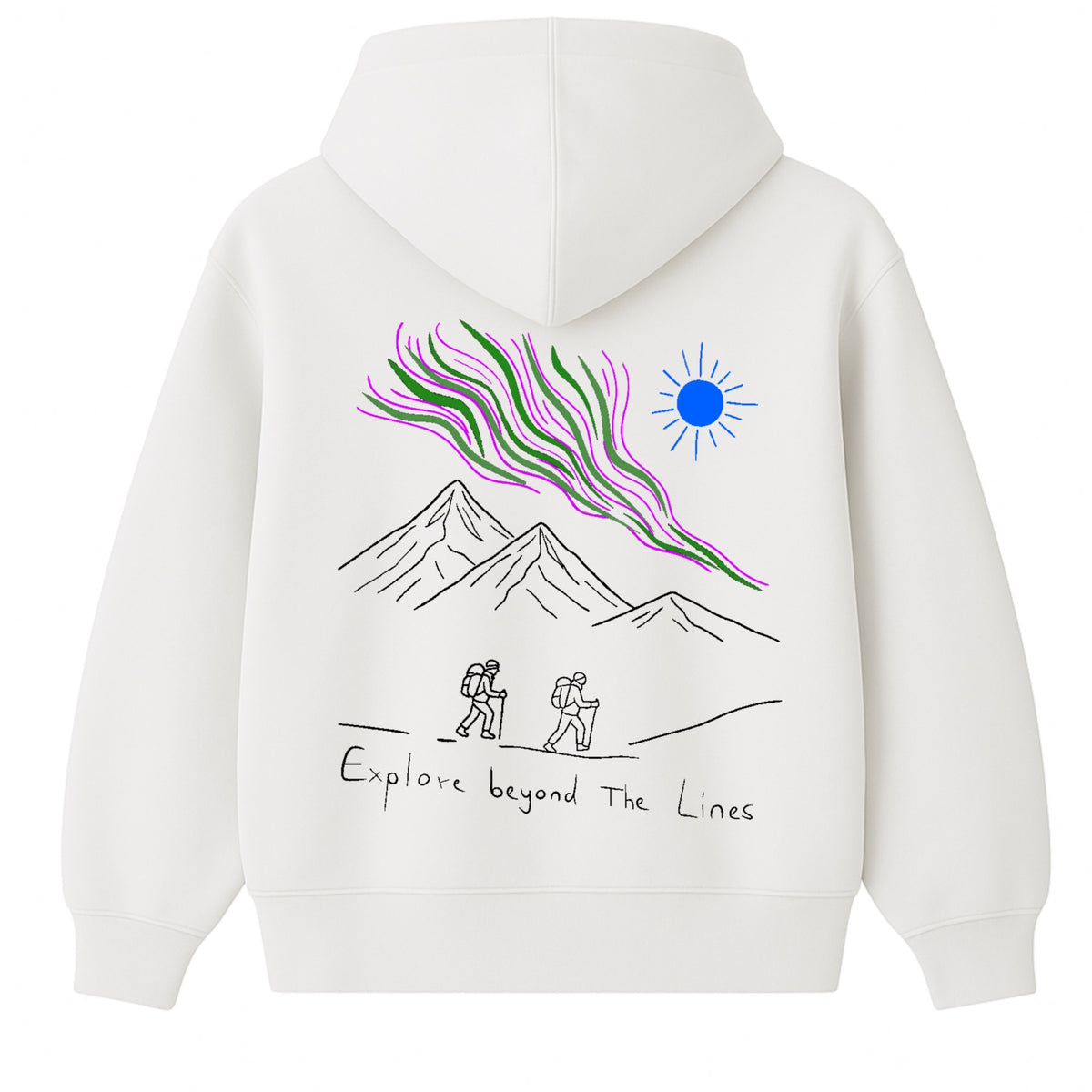 Hoodie 460g 100% Coton – Broderie Minimaliste - Design Randonnée (F)