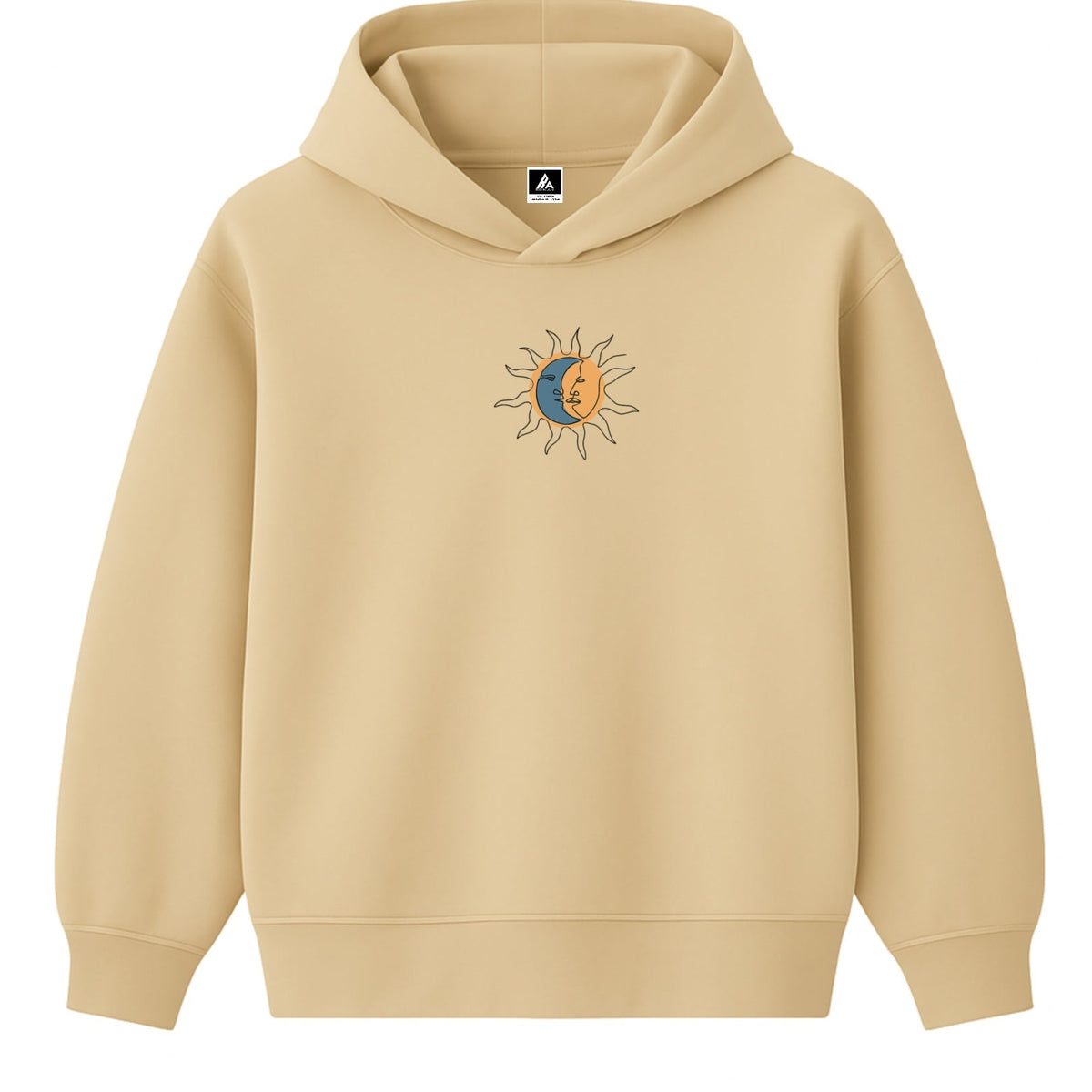 Hoodie 460g 100% Coton – Broderie Minimaliste - Design Soleil/Lune Rich.Art