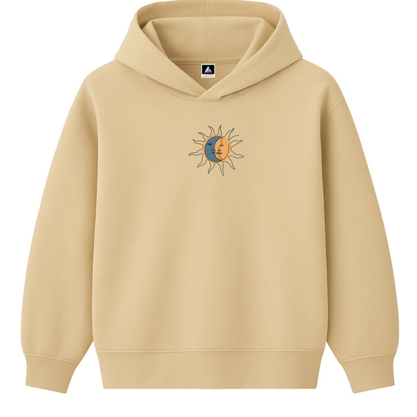 Hoodie 460g 100% Coton – Broderie Minimaliste - Design Soleil/Lune Rich.Art