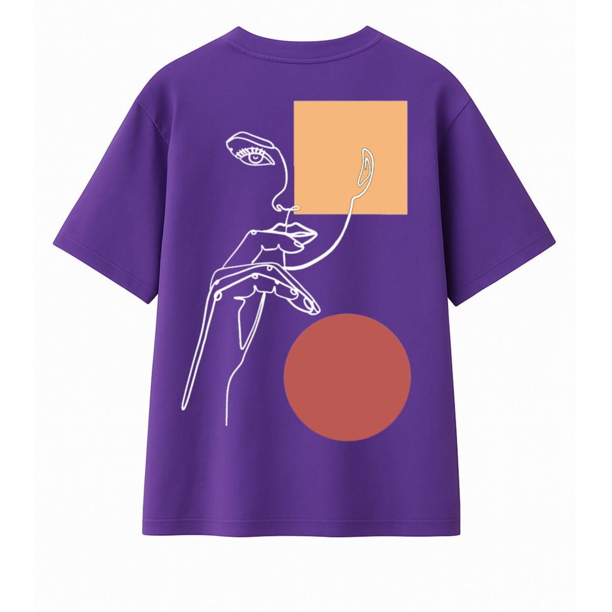 T-shirt Minimaliste Brodé 100% Coton – Design Pensive (F)