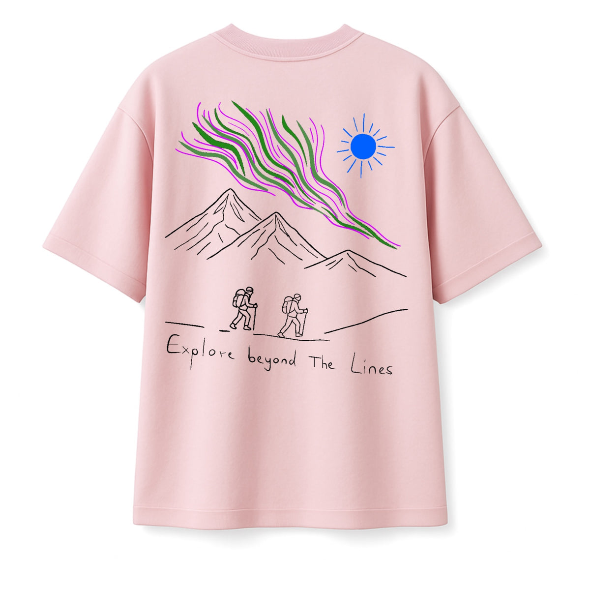 T-shirt Minimaliste Brodé 100% Coton – Design Randonnée (F)