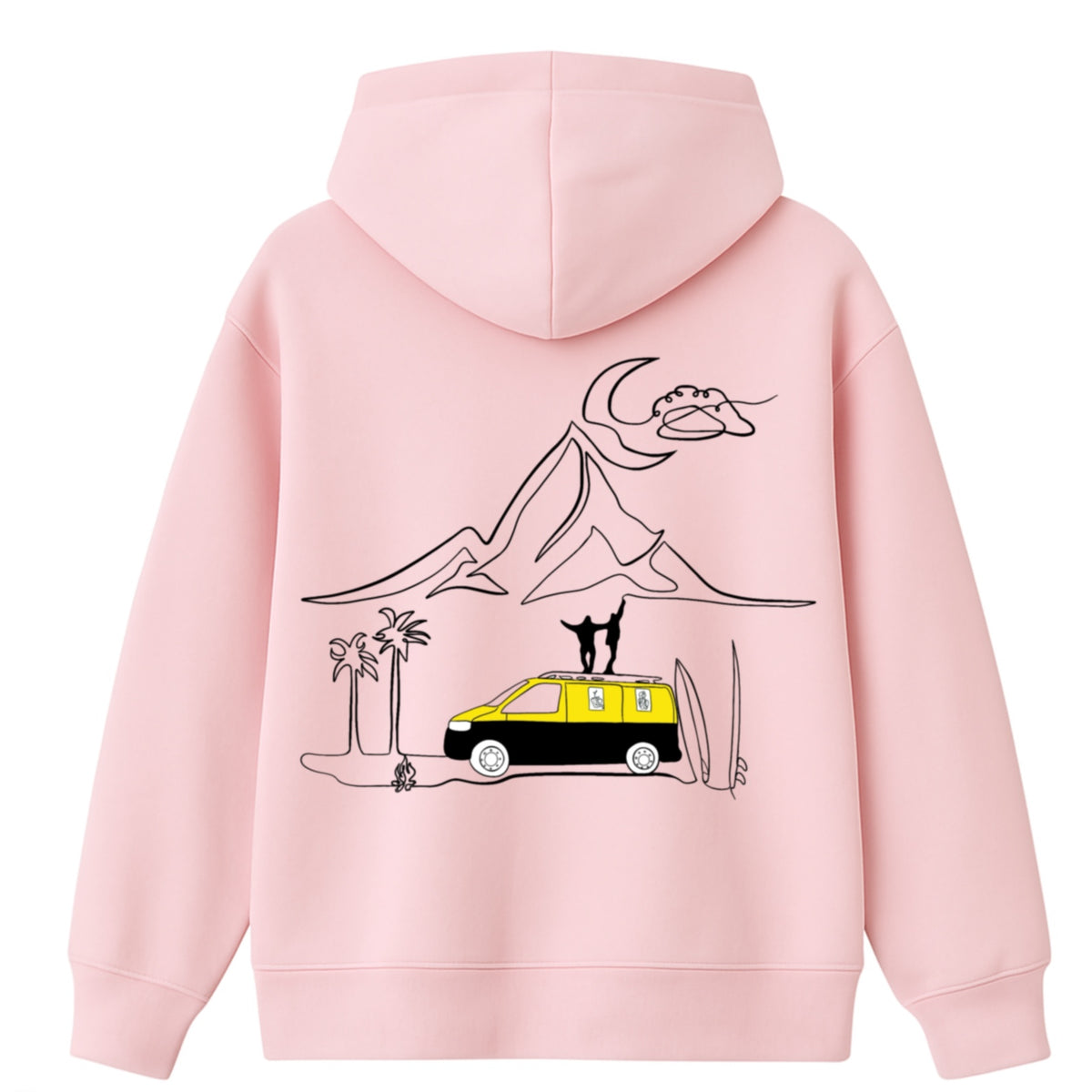 Hoodie 460g 100% Coton – Broderie Minimaliste - Design Vanlife (F)