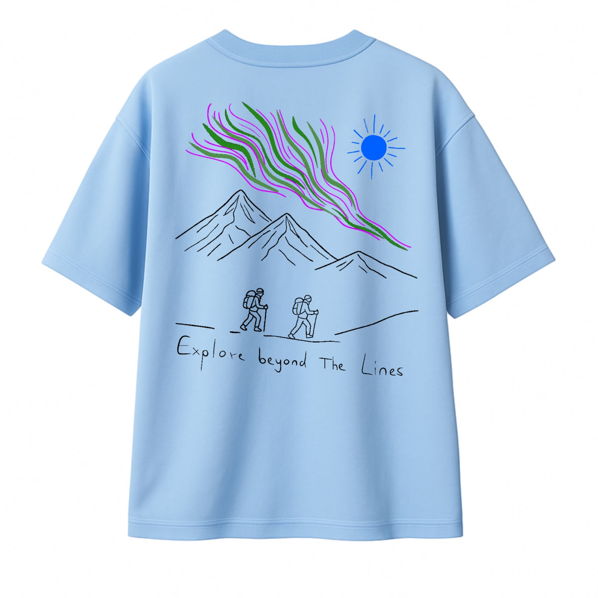 T-shirt Minimaliste Brodé 100% Coton – Design Randonnée (F)