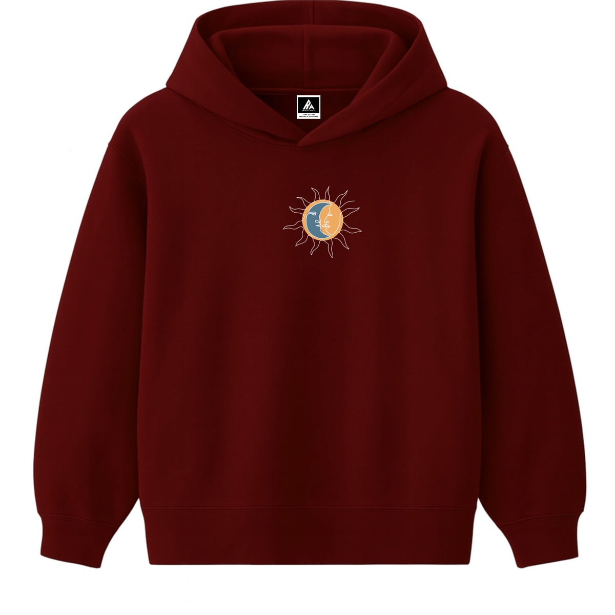 Hoodie 460g 100% Coton – Broderie Minimaliste - Design Soleil/Lune Rich.Art